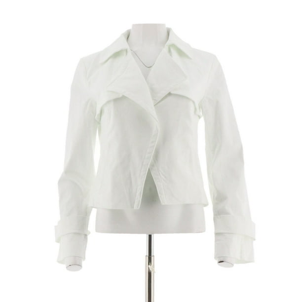 Du Jour Open Front Cropped Jacket Pockets White XL NEW A303287